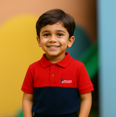 A happy child enjoying learning activities at Pragna Play School in Madhurawada